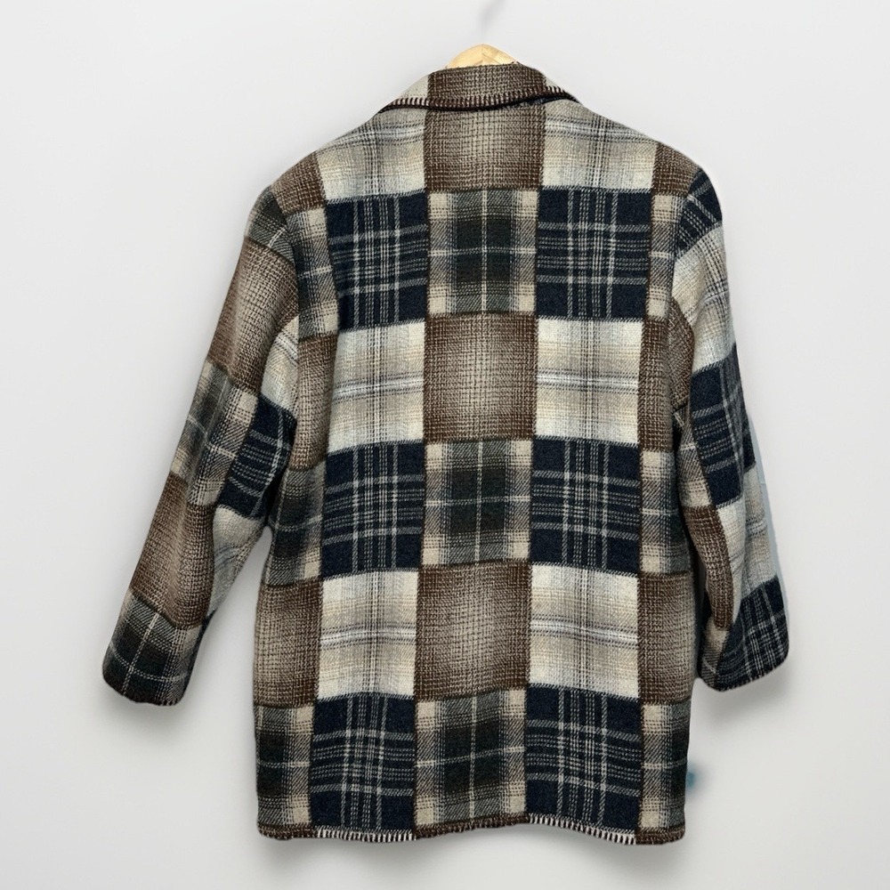 JL Colebrook Women's Medium‎ Plaid Patchwork Button Up Coat Lined Wool Blend - Picture 7 of 8